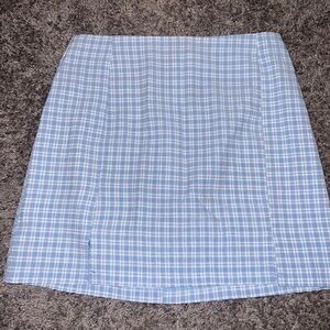SHEIN Light Blue Checkered Mini Skirt